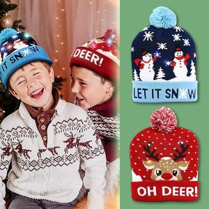 Adīta Ziemassvētku cepure ar LED apgaismojumu | XBEANIE